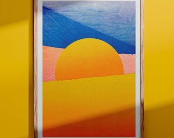 砂丘の静物画の A3 コラージュ リソグラフ プリント