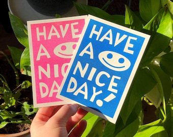 small risograph card set have a nice day