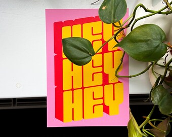 3x HEY - A5 typographic colorful offset print