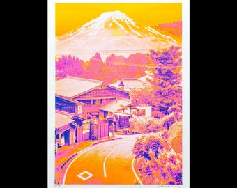 五箇山の道（日本）のA3リソグラフプリント