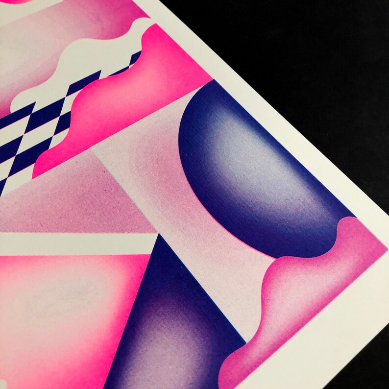Life Drawing Risograph A3 Risograph Print of a Fluor Pink Blue Still-life - Etsy