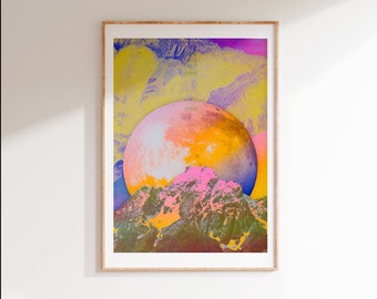 A3 risograph print of a colorful dreamscape 01