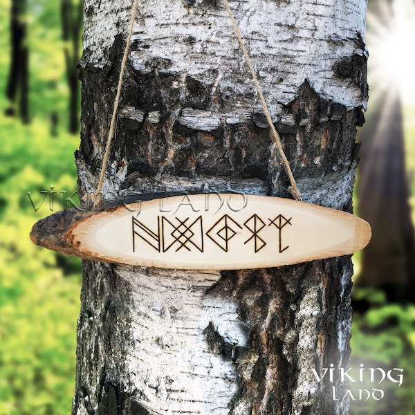 Amuleto vikingo para la protección del hogar - Poderosa protección familiar - Placa de pared nórdica - Runas combinadas para la protección familiar - Decoración del hogar Bindrune