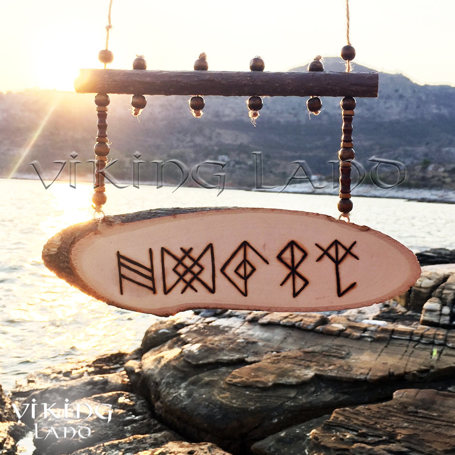Viking Home Protection Amulet - Norse Runes Wall Plaque - Bindrune Home ...