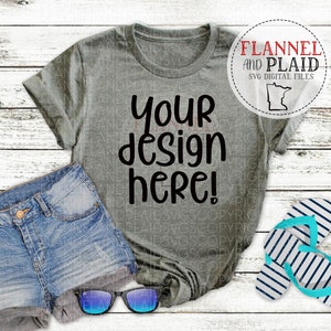 Bella Canvas 3001CVC Heather Stone Summer Mockup - Unisex T-Shirt JPG 3001