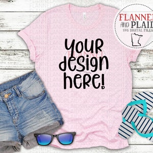 Bella Canvas 3001 Pink Summer Mockup - Unisex T-Shirt JPG