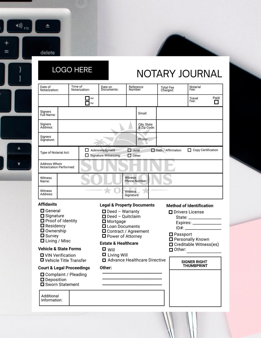 Editable Notary Journal Template | Canva Notary Log Book (digital ...