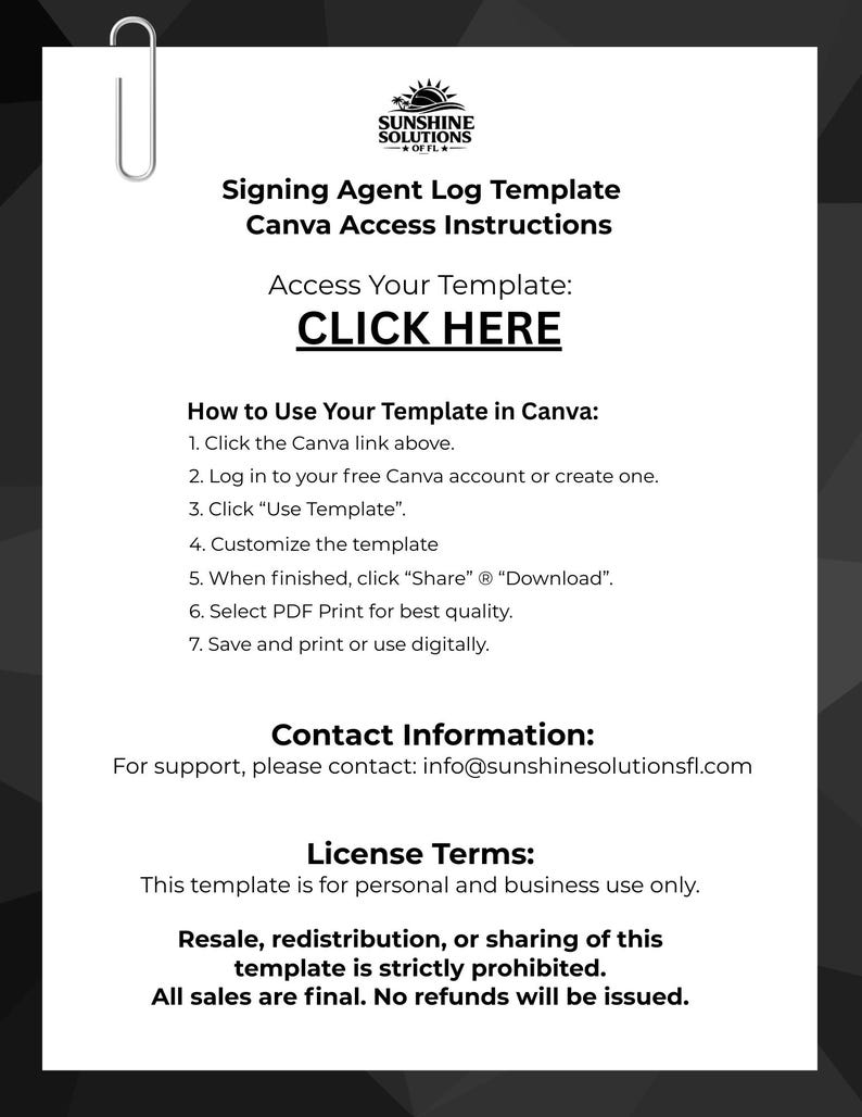 Signing Agent Log Template | Editable & Printable Loan Signing Journal ...