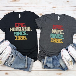 40th Wedding Ruby Anniversary Gift Matching Shirts for Couple Husband and Wife T-Shirts