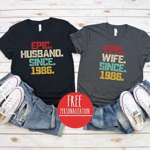 Prezent na 40. rocznicę ślubu – spersonalizowane koszulki z okazji rubinowej rocznicy – prezenty na 40. rocznicę ślubu dla pary lub rodziców