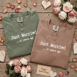 Just Married 20 Years Ago Comfort Colors® T-Shirt 20th Anniversary Gifts for Husband or Wife