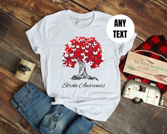 Stroke Awareness T-Shirts / Red Ribbon Tree With Butterflies / | Etsy