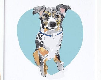 DIGITAL DOWNLOAD Custom Dog or Cat Illustration  / Dog Drawing / Pet Lovers Gift Whimsical Cat Drawing / Personalized Pet Portrait Any Size