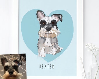 Ilustración personalizada de perro o gato MÁS GRANDE / Arte de perro personalizado / Regalo de amantes de mascotas / Retrato de perro / Regalo de gato o perro Retrato de mascota personalizado 11 x 14