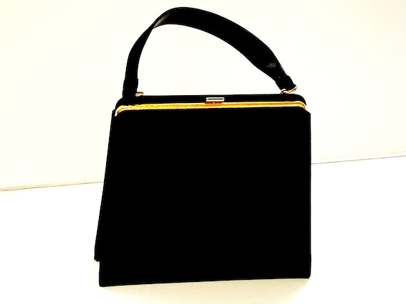Vintage Black Suede Handbag by Dorian - Retro Sty
