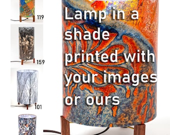 Photo art shade with a lamp inside