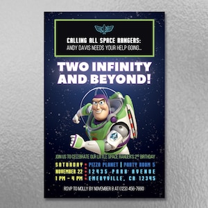DIGITAL Buzz Lightyear Personalized Birthday Party Invitation - Two Infinity And Beyond!