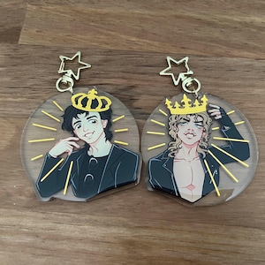 Hawkins Kings Steve Harrington and Billy Hargrove 3&quot; Gold Foil Clear Acrylic Charm