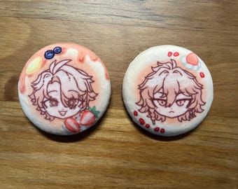 2.28" Honkai Star Rail Phainon and Mydei Pancake Plush Pin Badges