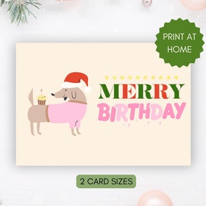 Carte d'anniversaire de Noël imprimable « Joyeux anniversaire », carte de vœux drôle pour les anniversaires de décembre, impression à la maison 4 x 6 carte et carte 5 x 7