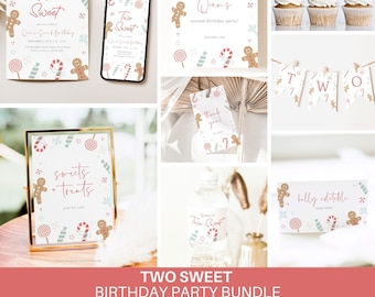 Two Sweet Winter Birthday Party Bundle: Editable Template (Digital Download)