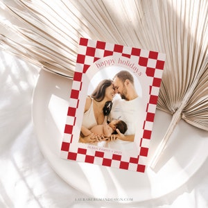 Arch Happy Holidays Photo Card, Photo Christmas Card, Holiday Card, Editable Template, Add Own Photos, Instant Download