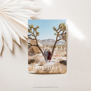 Happy Holidays Card, Christmas Card, Editable Template, Add Your Own Photos, Instant Download