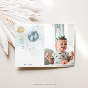 First Trip Around The Sun Photo Thank You Card, Space Card, Thank you Card, #0010-TY