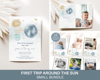 First Trip Around the Sun Birthday Invitation Bundle (Digital Download)