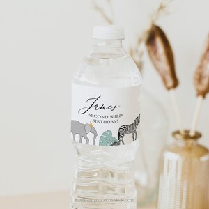 Etiquetas para botellas de agua &quot;Llamando a todos los animales de fiesta&quot;, etiquetas de safari, etiqueta imprimible para botellas de agua, 0009-WB