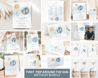 First Trip Around the Sun Birthday Decor Bundle (Instant Download)