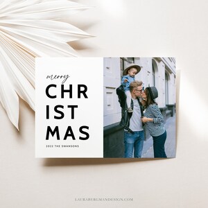 Merry Christmas, Photo Christmas Card, Holiday Card, Editable Template, Add Own Photos, Instant Download