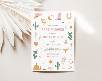 Wild West Baby Shower Invitation: Desert Theme (Instant Download)