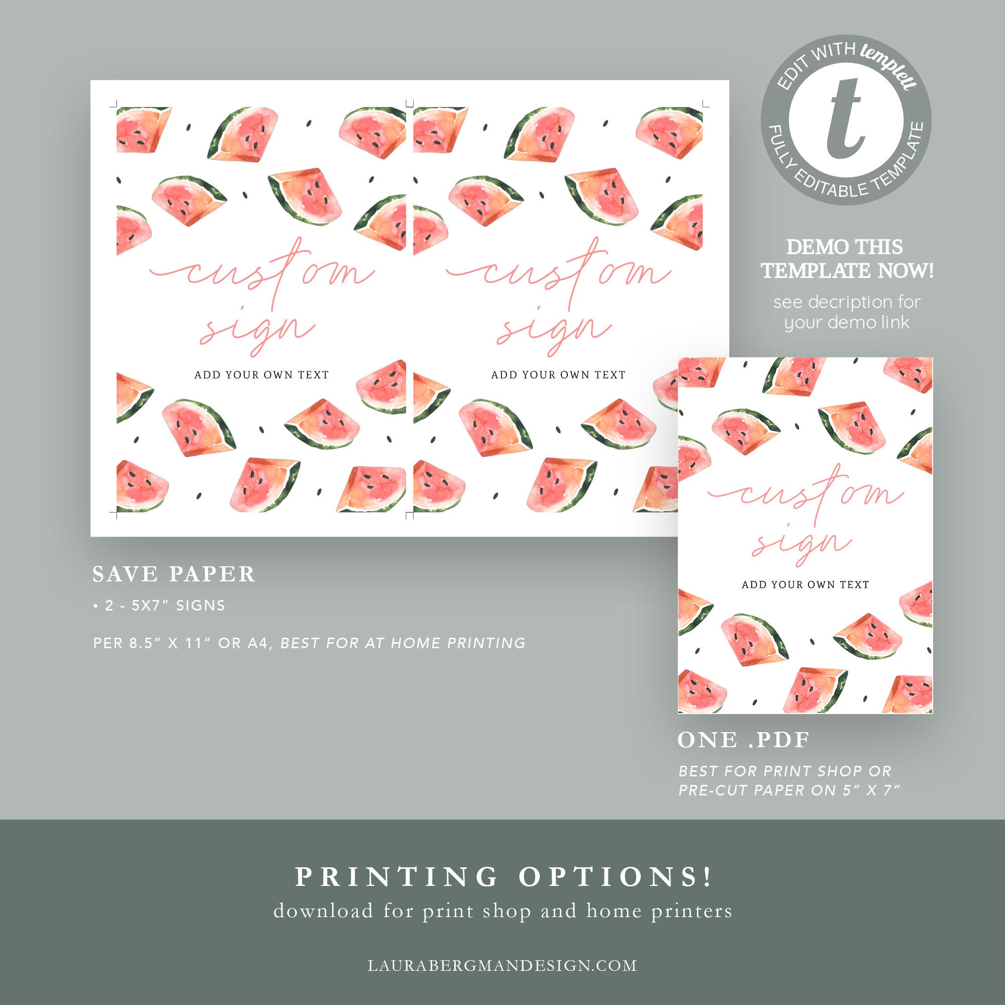 One in a Melon First Custom Signs, Personalized Sign, Watermelon