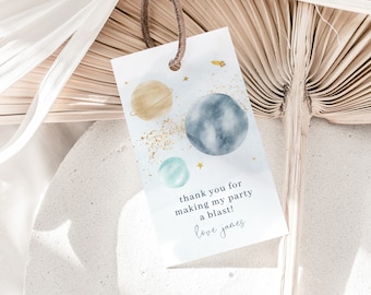 First Trip Around the Sun Favor Tags: Space Baby Shower (Printable, Instant Download)