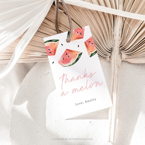 One In a Melon First Birthday Favor Tags, Thank You Label, Thanks a Melon, Printable Tag, 0015-FT