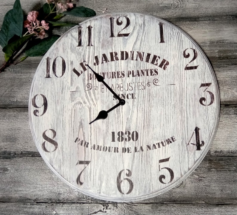 Natural wood farmhouse wall clock Modern living room clock Etsy