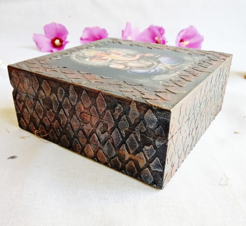 Unique anklets holder Decoupage keepsake box Lord ganesha art box Indian trinket box