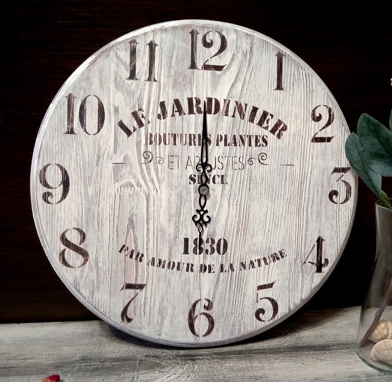 Natural wood farmhouse wall clock Modern living room clock Etsy