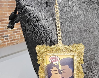 Llavero con dije de arte original, accesorio para bolso hecho a mano, dije estético y bonito para bolso