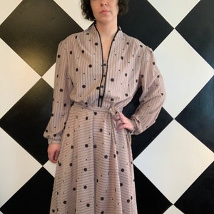 Vintage 1980s Deadstock Polka Dot Victorian Style Dress