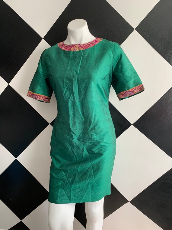 Vintage 1960s Emerald Green Wiggle Dress