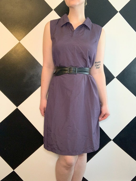 Vintage 1990s Sleeveless Shirt Dress Gridded Print