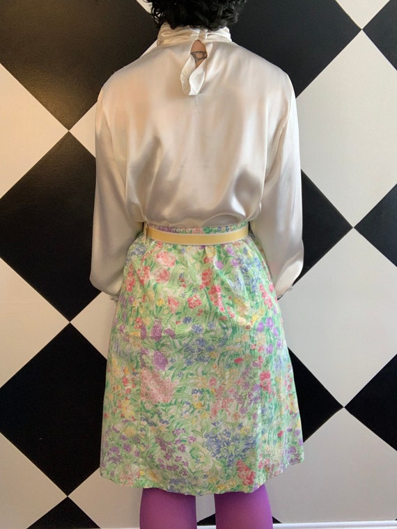 Vintage 1980s Floral Button Down Skirt Spring - image 5