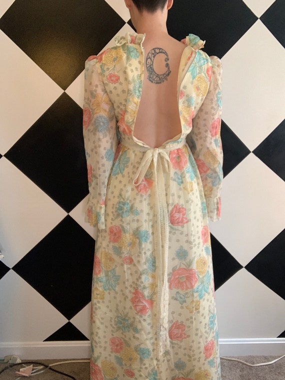 Dreamy Vintage 1970s Bell Sleeve Maxi Full Length… - image 5