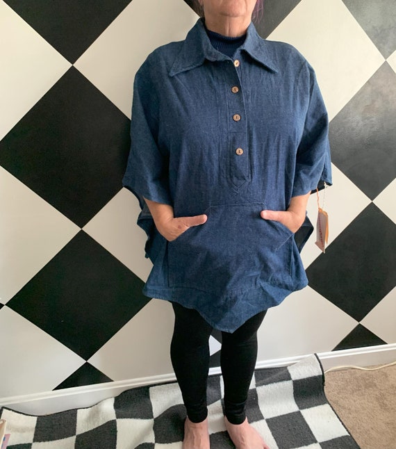 Vintage 1970s Deadstock NWT Jean Poncho Cape young Stuff - Etsy