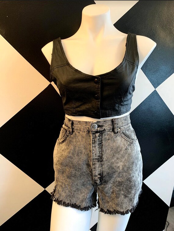 Vintage 1980s Punk New Wave Leather Bralette Crop