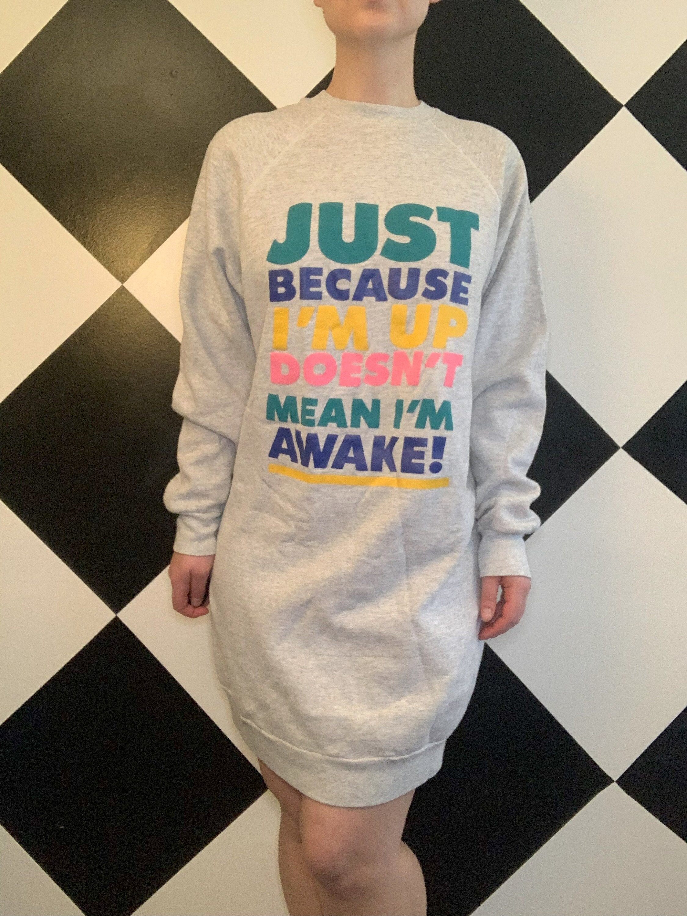 Vintage 1990s Novelty Long Sleepwear Tunic Crew Neck Sweatshirt Pullover