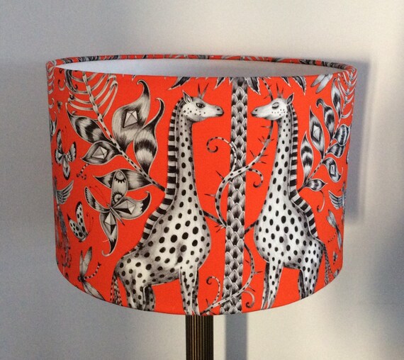 Kruger Flame Giraffe Fabric By Emma J Shipley Lampshade Kruger Flame Giraffe Fabric By Emma J, Giraffe 5 Light Floor Lamp Shades