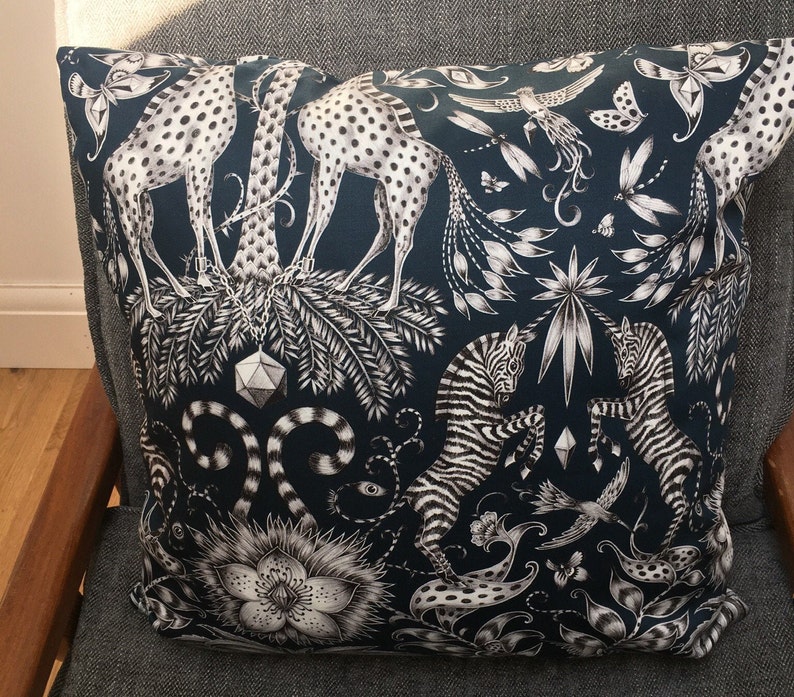 Kruger Navy by Emma J Shipley Reversible Cushion Cover Etsy